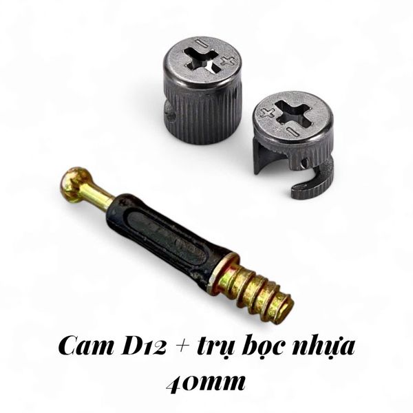 Ốc cam 2 thành phần trụ màu bọc nhựa D12 (100 bộ/bịch)