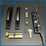Khóa đa điểm Huy Hoàng tay tròn Đen AP80 - mở trong tim titan (24B/T)