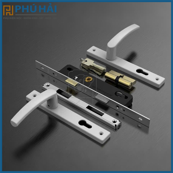 Khóa đơn điểm HUY HOÀNG tay tròn Đen AP82K22 LXN - VC mở ngoài