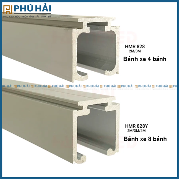 Ray lùa cửa đi giảm chấn HMR bánh xe lõm 828/824 2M