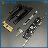 Khóa đa điểm Huy Hoàng tay tròn Đen AP80 - mở trong tim titan (24B/T)