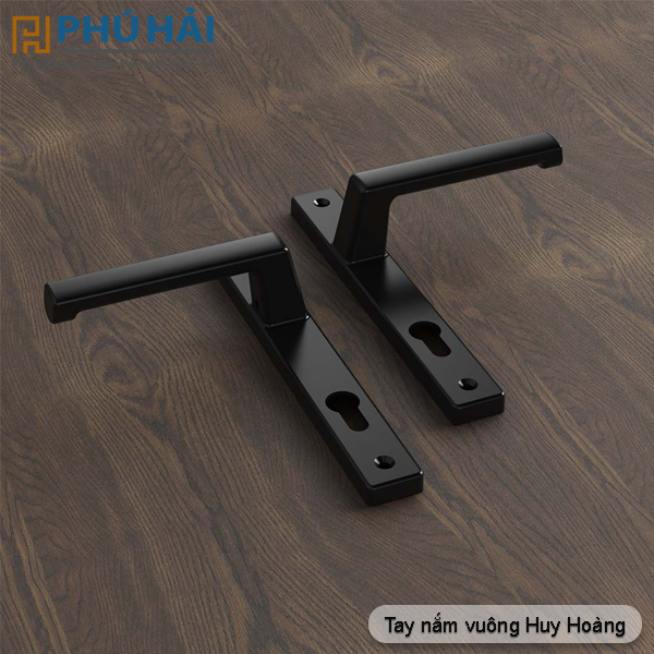 Khóa đơn điểm HUY HOÀNG đen tay vuông DD80K22 LXD mở ngoài