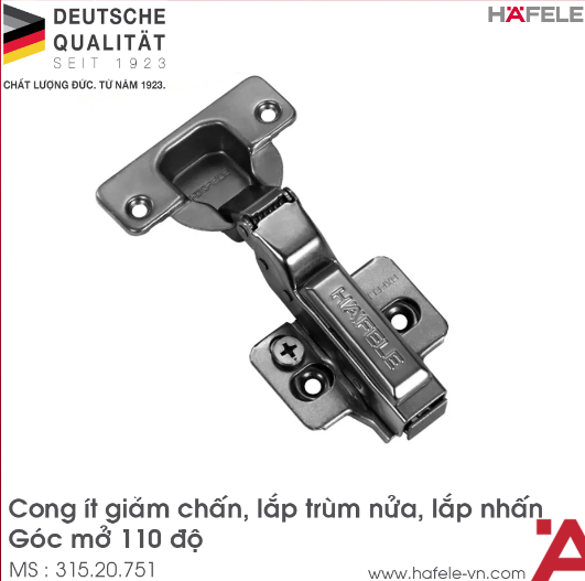 Bản Lề Trùm Nửa Metalla SM Giảm Chấn 110º Hafele 315.20.751