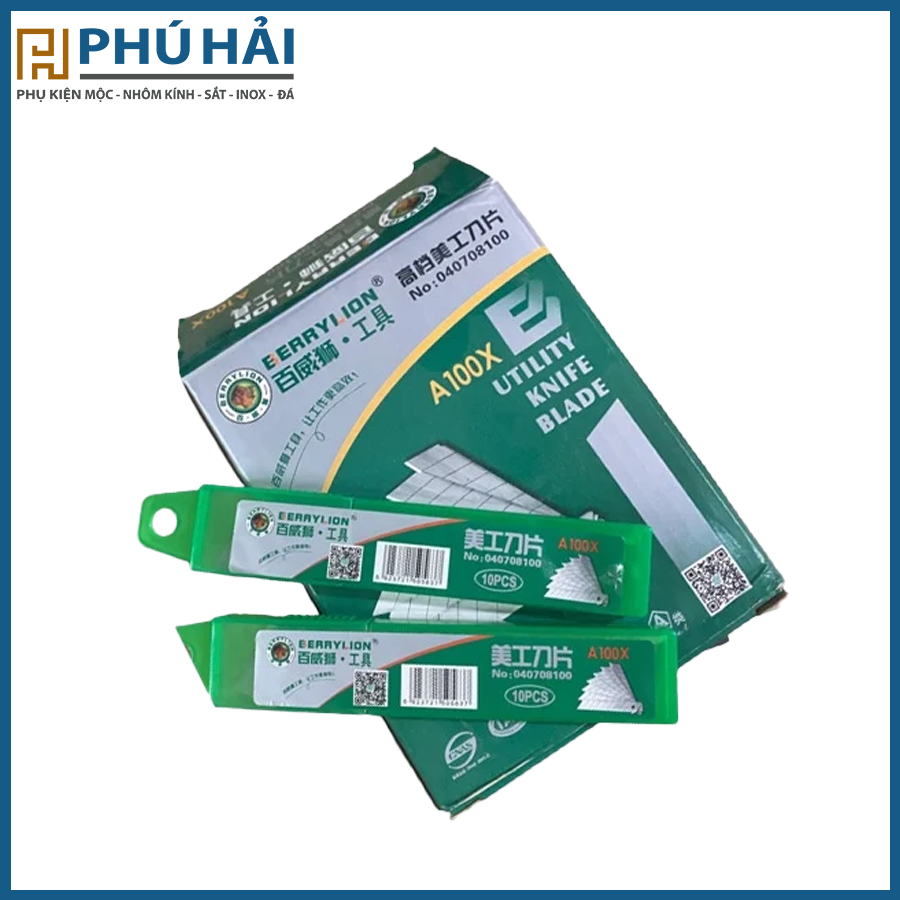 Lưỡi dao cắt giấy hộp xanh (10 dao/hộp nhựa)