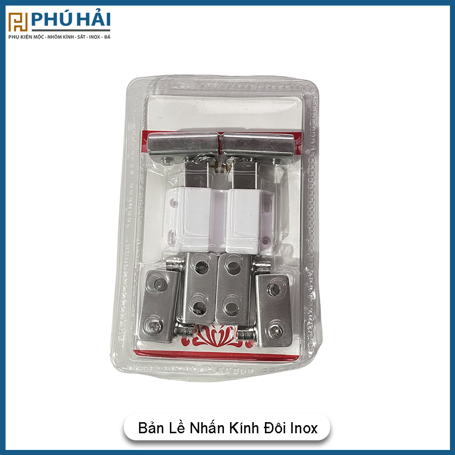 Bản lề nhấn kính đôi HM inox