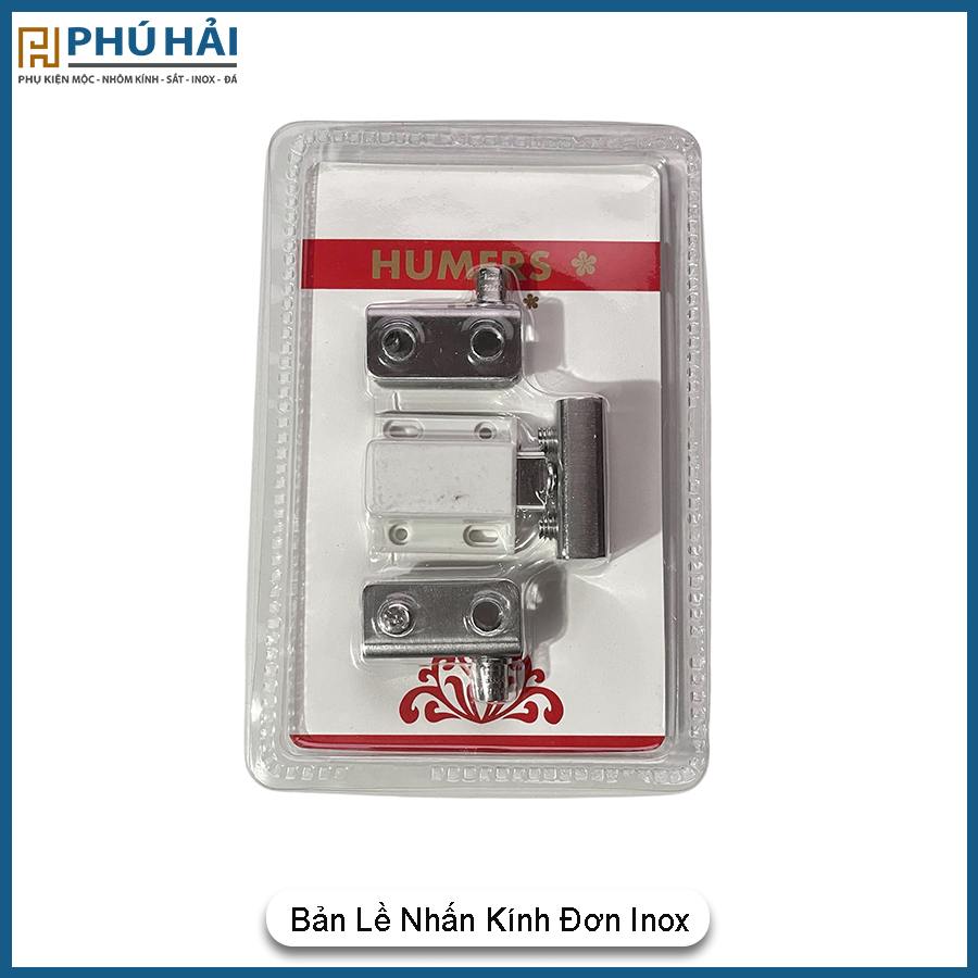 Bản lề nhấn kính đơn HM inox