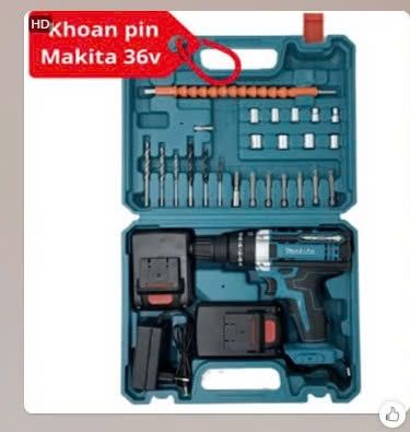May khoan bin búa MAKITA đầu 10mm 36V