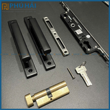 Khóa đa điểm Huy Hoàng tay tròn Đen AP80 - mở trong tim titan (24B/T)