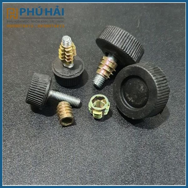 Chân tăng chỉnh kèm ốc cấy (4 Ốc cấy M8 + 4 Chân tăng chỉnh M8 ,Bịch 4 Con))