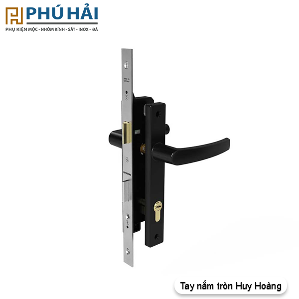 Khóa đơn điểm HUY HOÀNG tay tròn ĐEN AP82K22 LXD - Mở ngoài tim titan