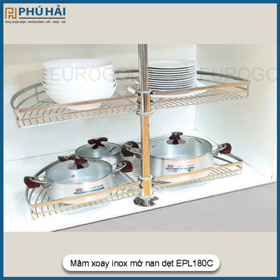 Mâm xoay inox mờ nan dẹt EPL180C