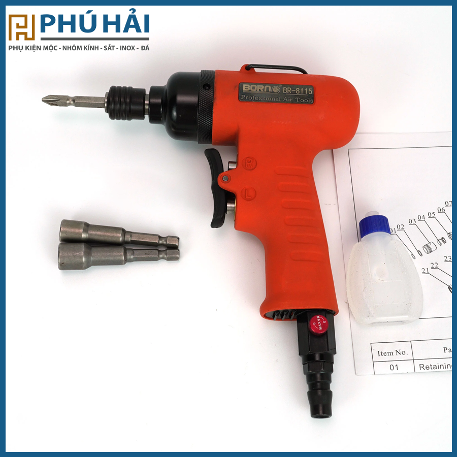 Máy bắn vít dùng hơi dạng súng BORN 9115 - 2 Búa