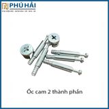 Ốc cam 2 thành phần trụ sắt ren trắng răng thưa 44mm