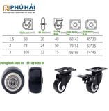 Bánh xe PVC đen đế khóa 1T