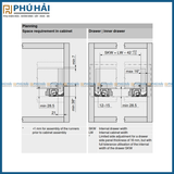 Ray âm MOVENTO nhấn mở 760H4000T, NL=400mm ( đầu nối + bas khóa L+R , thanh đồng bộ) / 73.10.400