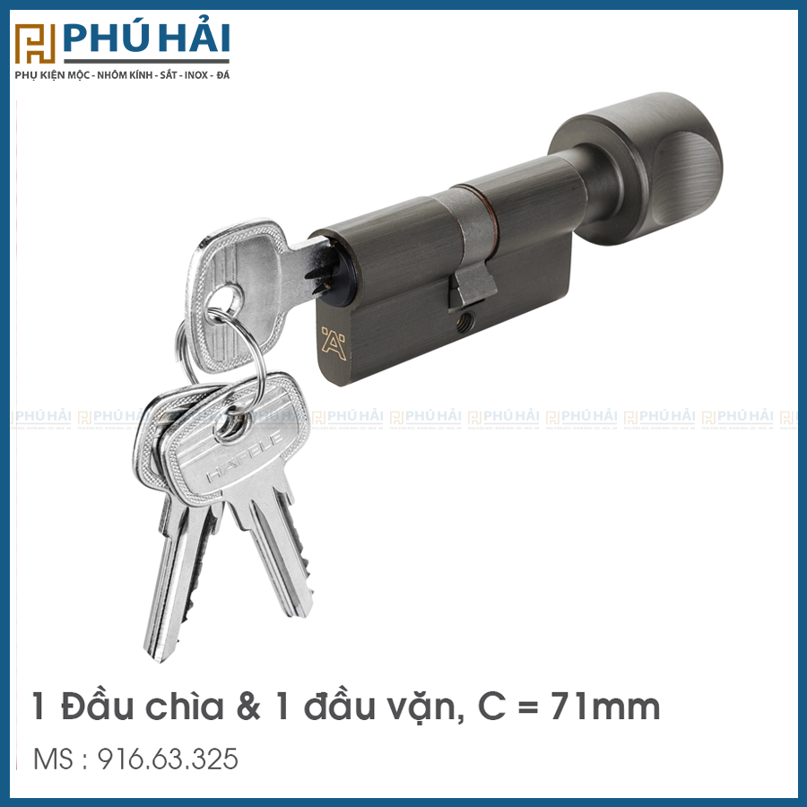 Ruột Khóa 1 Đầu Chìa 1 Đầu Vặn 71mm Hafele 916.63.325