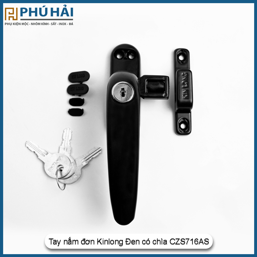 Tay nắm đơn Kinlong Đen có chìa CZS716AS chính hãng