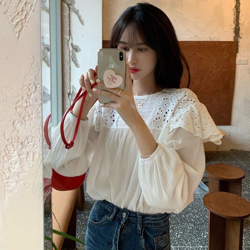 Áo babydoll ren lai gấp