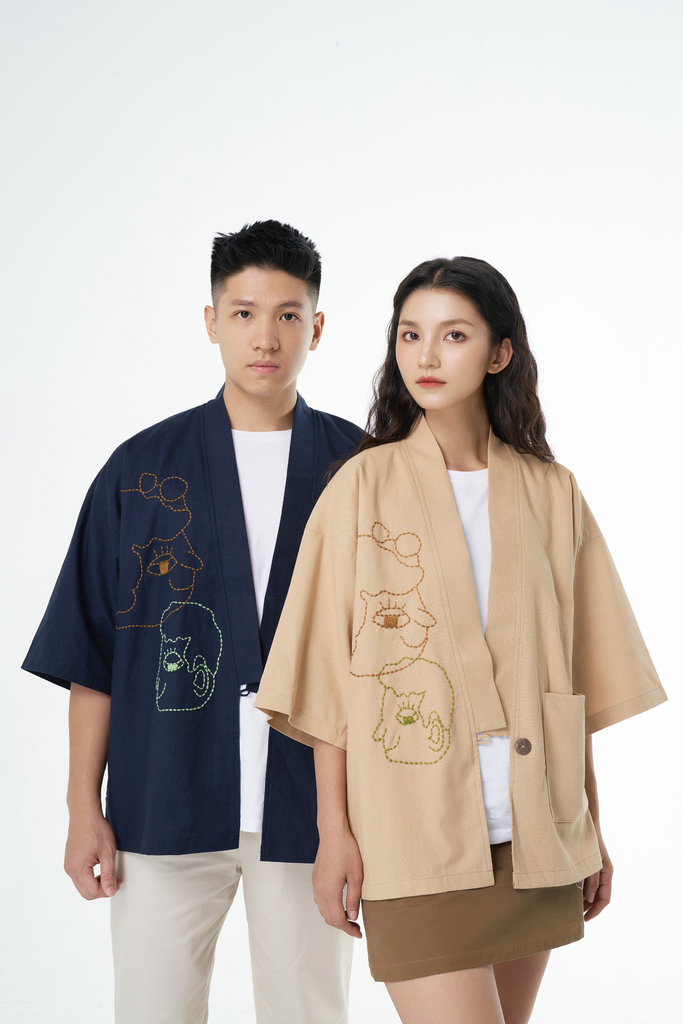 Áo Kimono Haori Thêu Tay 