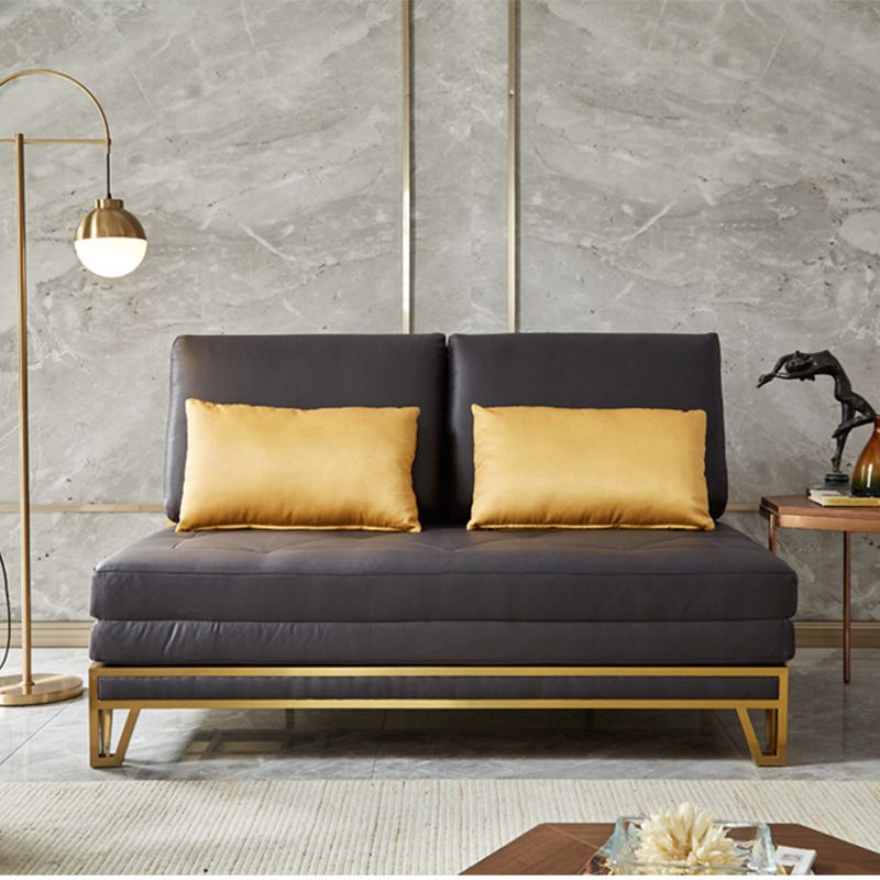  Ghế sofa giường da công nghiệp, khung gỗ, viền inox mạ titan vàng  GSF175 