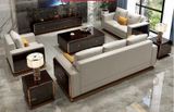  Ghế Sofa da màu kem, gỗ sơn piano cao cấp GSF169 