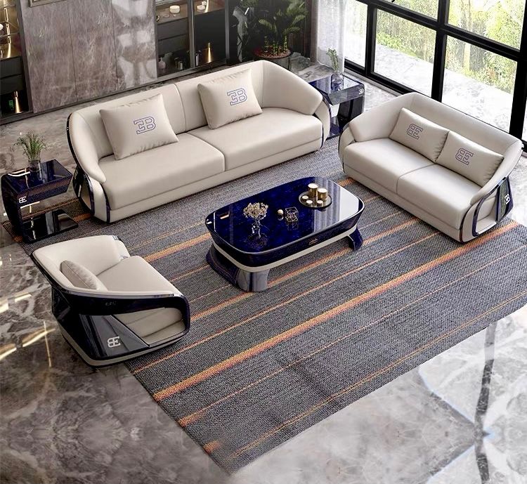  Ghế Sofa Sofa da sang trọng màu sáng phong cách Ý Sofa da Bugatti Sofa nghệ thuật Gadi Sofa GSF167 