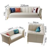  Bộ Sofa  chất liệu da bò tiếp xúc cao cấp, chân inox mạ titan vàng.GSF126 