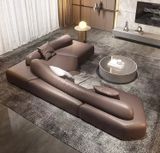  Sofa góc da bò màu trắng xám BSF186 