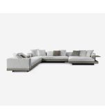  Ghế Sofa góc da bò cao cấp, trắng kem BSF195 