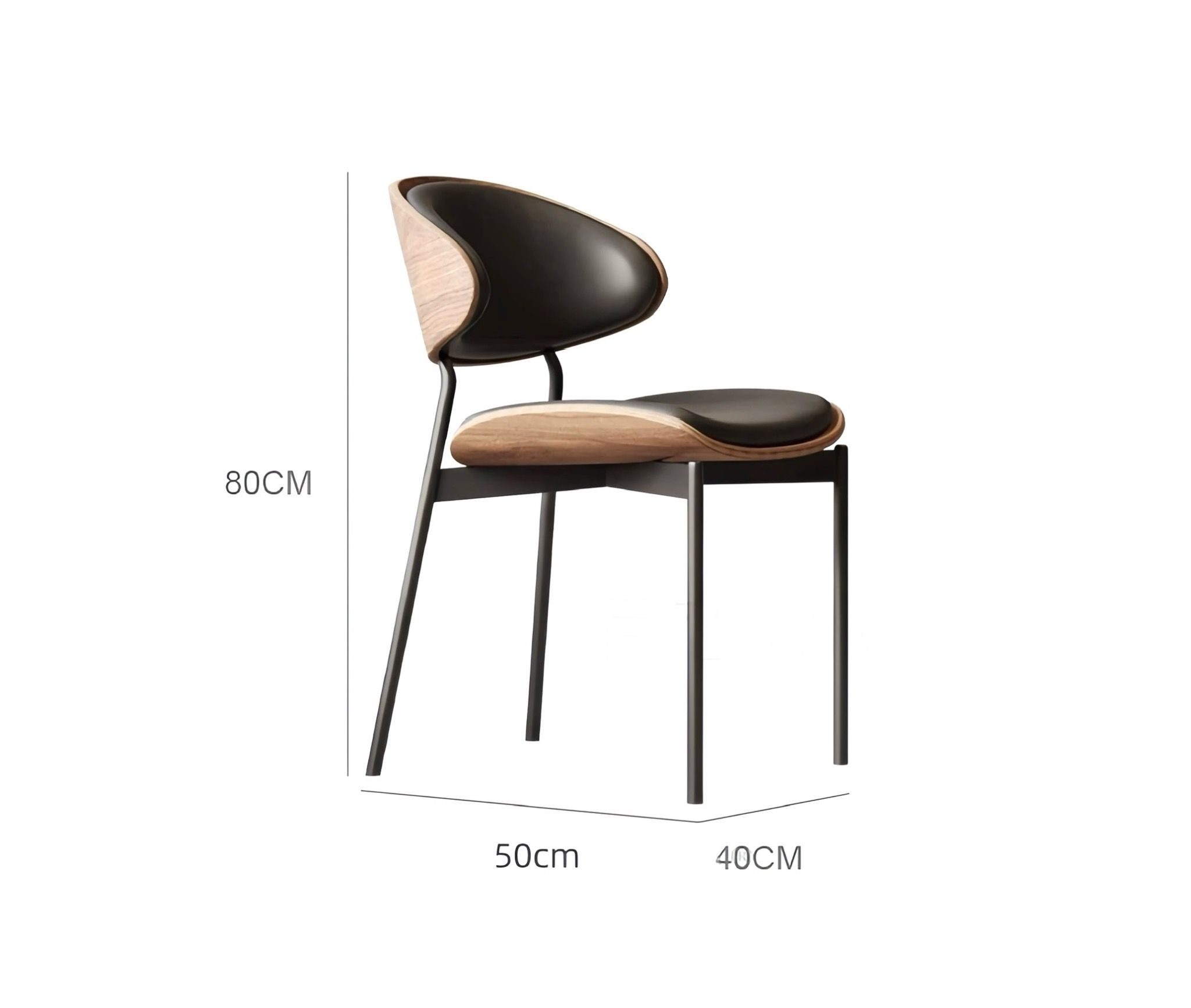 Ghế ăn bọc da Microfiber, chân thép sơn cacbon GA054