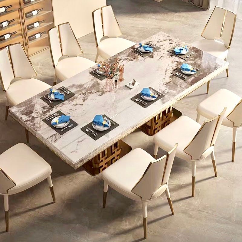 Bàn ăn nhập khẩu mặt đá marble BA0159