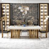  Bàn ăn nhập khẩu mặt đá marble BA0160 