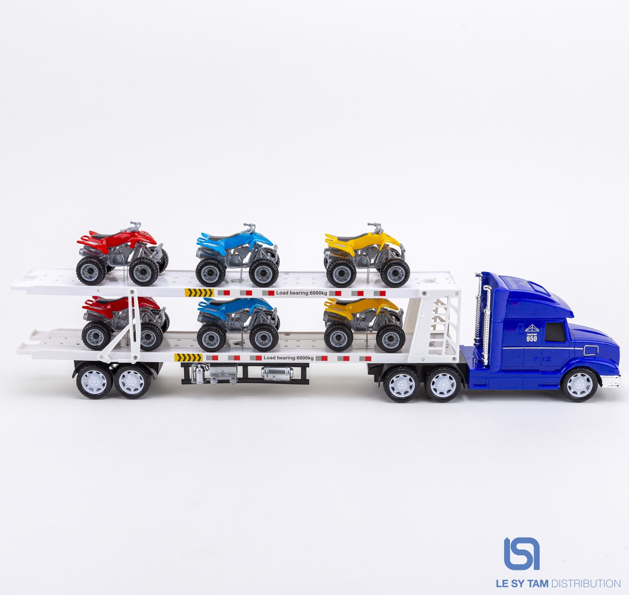 Xe container chở 6 xe đua 950-620