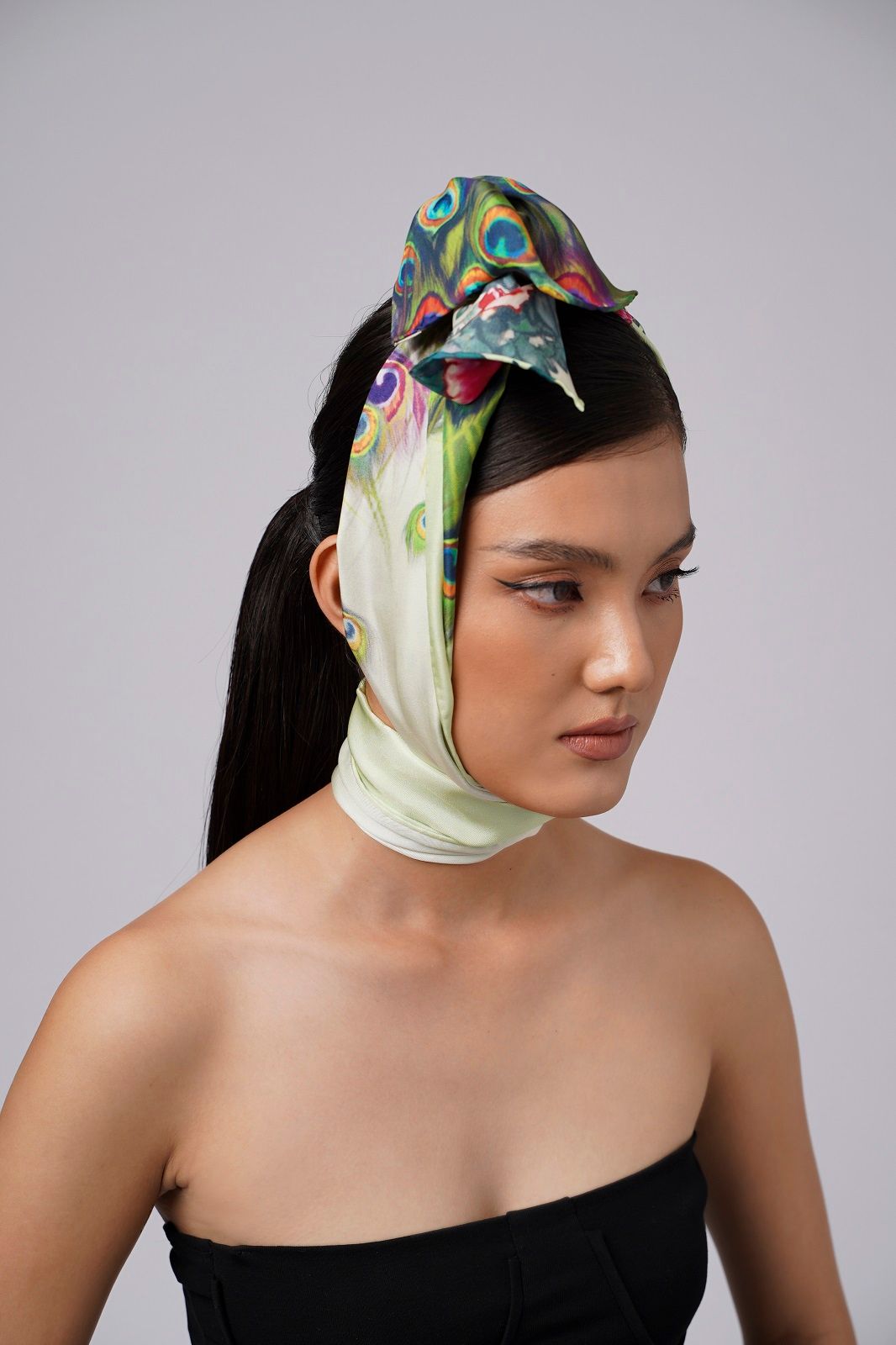 Peacock feather pattern long Scarf