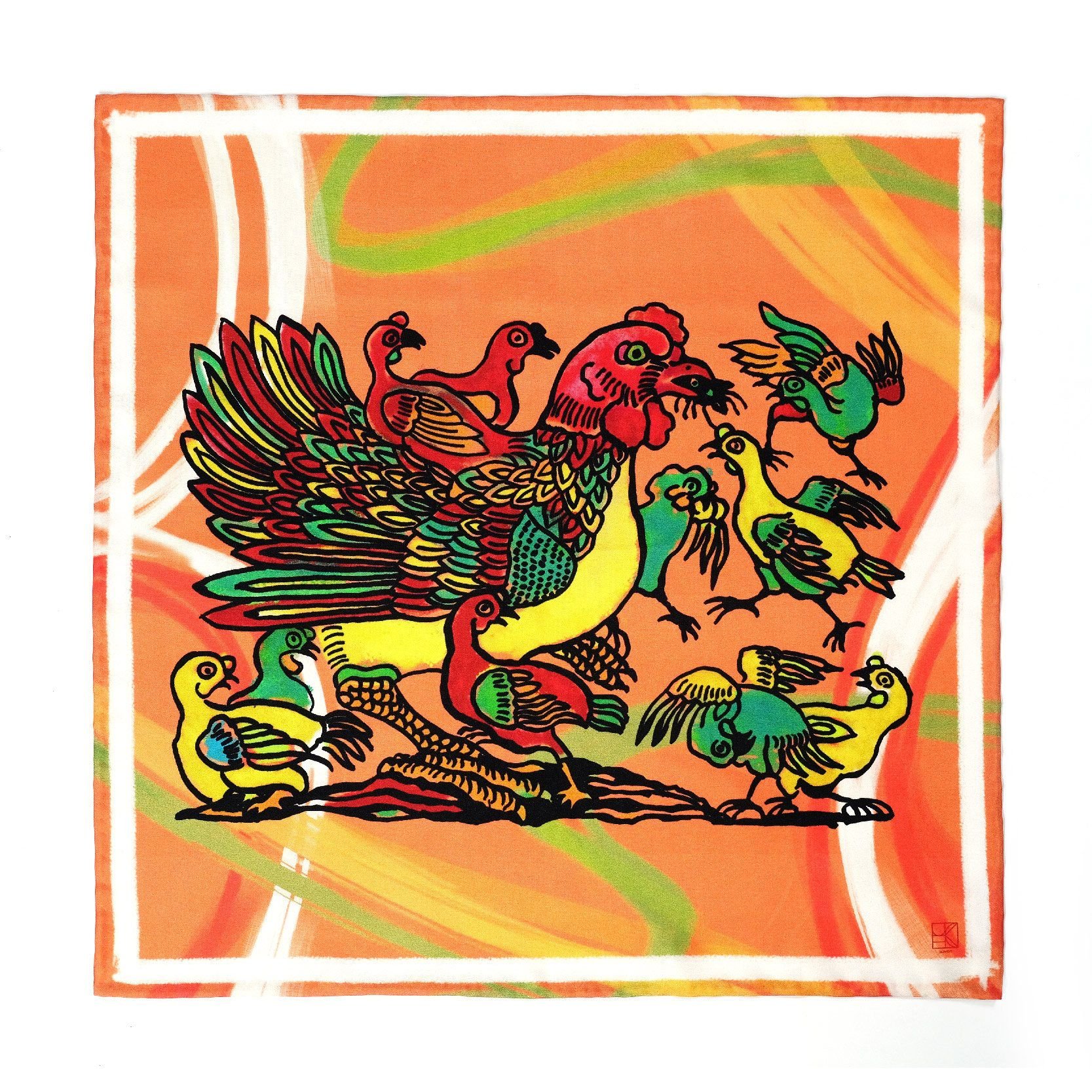 Chicken Flock painting Scarf 90