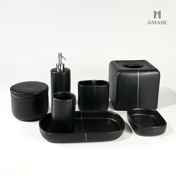 Set Kassatex Nero Bath Accessories AMASE Modern and Elegant Decor