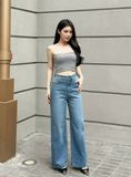  HQJeans Quần suông ống rộng đơn giãn dáng dài cotton không giãn dày chất lượng VNXK HQ161 