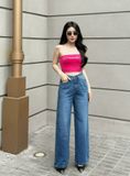  HQJeans Quần suông ống rộng đơn giãn dáng dài cotton không giãn dày chất lượng VNXK HQ161 