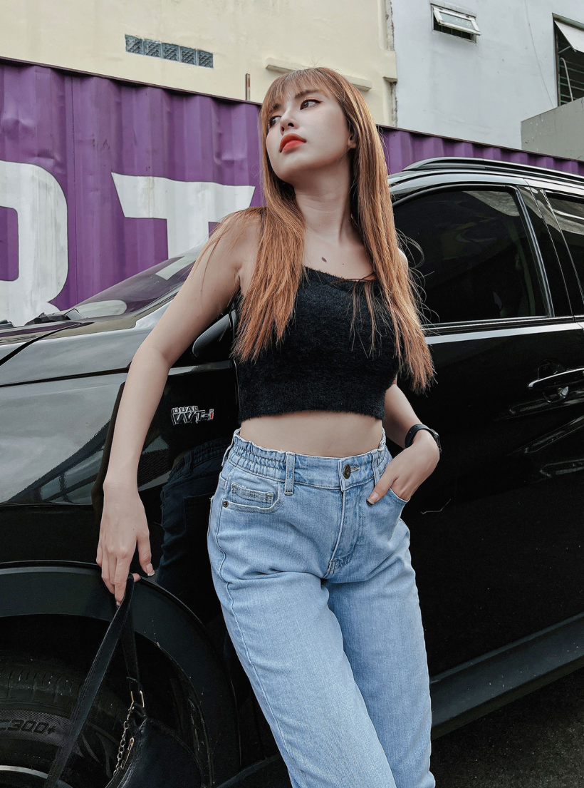  Quần jean nữ boyfriend baggy lưng thun trơn dài co giãn HQJEANS mẫu mới 