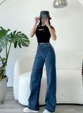  Quần jeans ống suông lưng cao ôm dáng tag v dáng dài lai 3 phân co giãn mẫu thiết kế mới HQJeans HQ102 