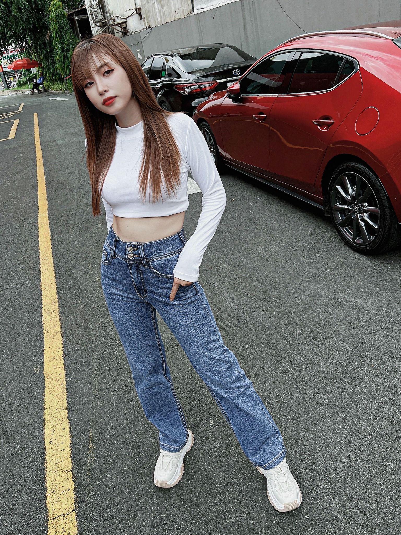  Quần jeans suông đứng dáng dài 2 nút HQJEANS 