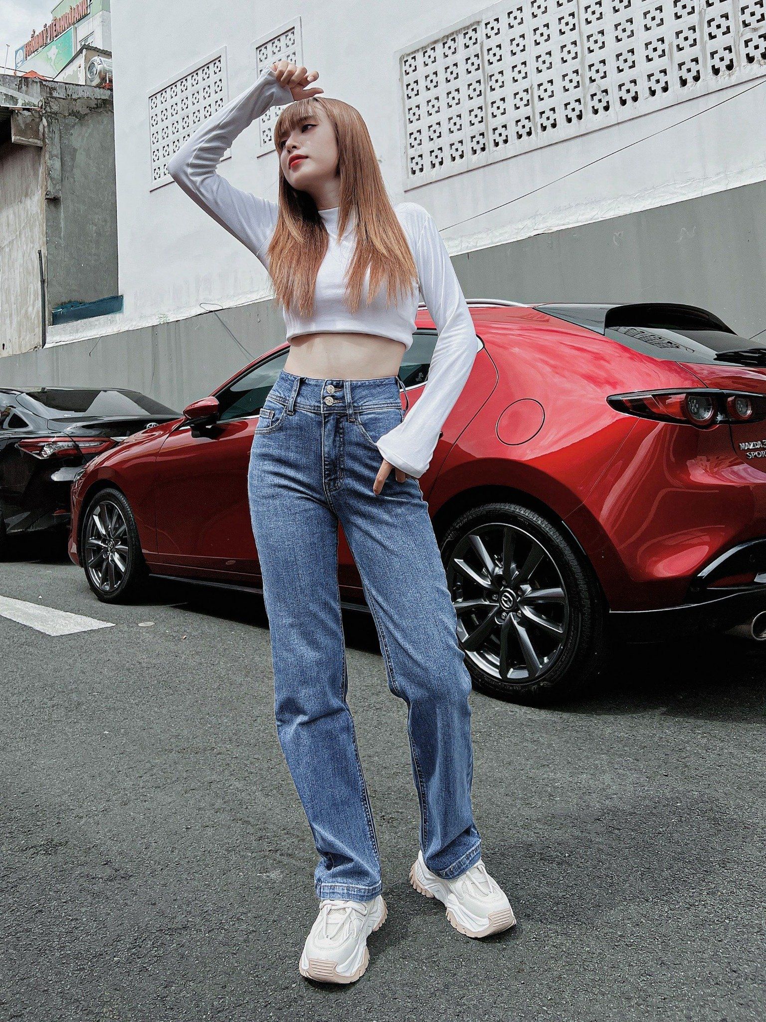  Quần jeans suông đứng dáng dài 2 nút HQJEANS 