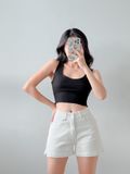  Quần đùi short jeans trắng lưng siêu cao tôn dáng co giãn 4 chiều ôm eo thoải mái mẫu thiết kế HQJeans HQ101 