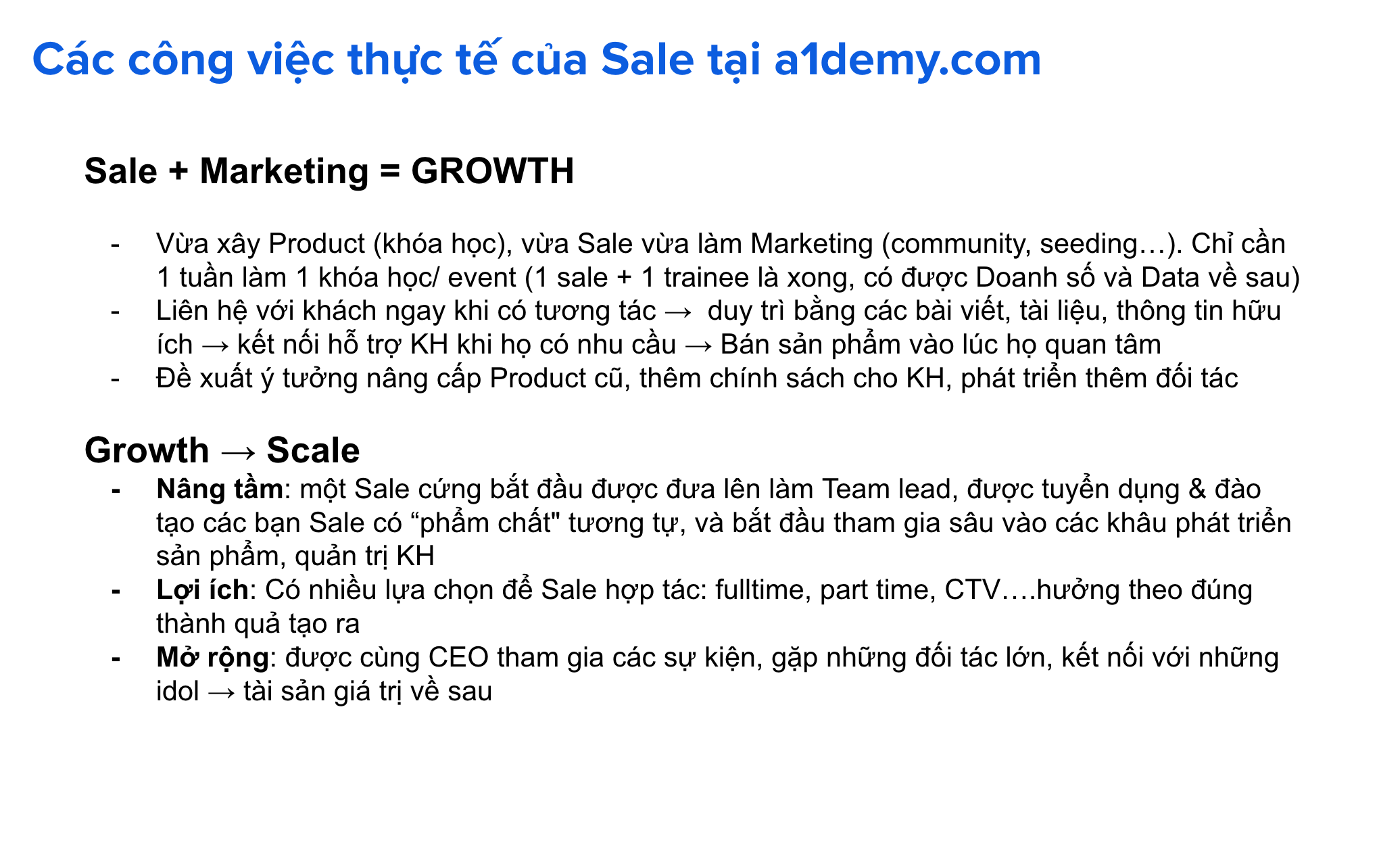 Khóa học XÂY DỰNG TEAM SALE - MARKETING TINH GỌN THỰC CHIẾN
