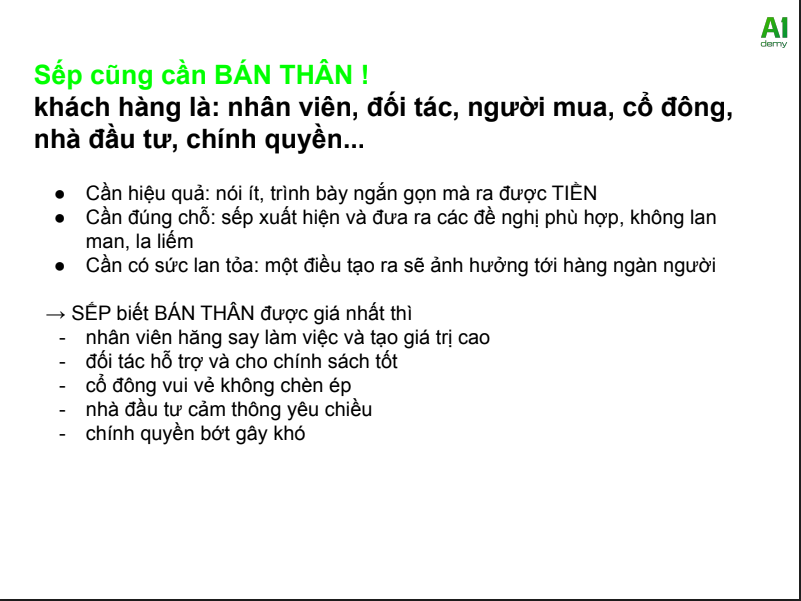  Khóa học: Xây dựng tầm ảnh hưởng dành cho Sếp 