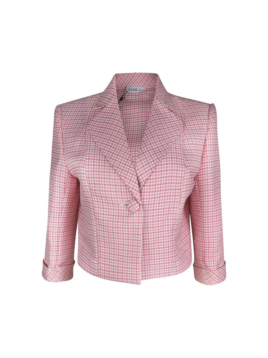 Áo vest 1 nút Hạnh kẻ caro, tay lửng