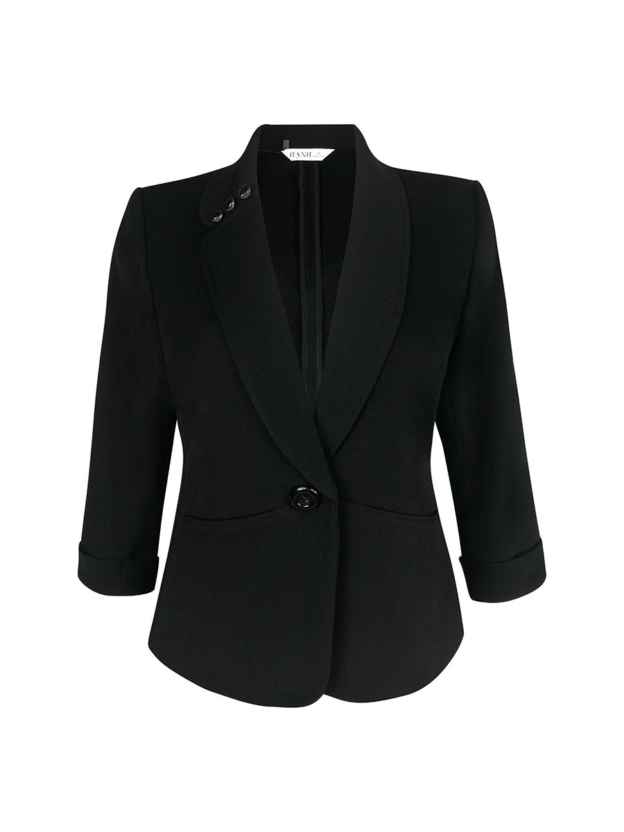 Áo vest cổ bo tròn đính nút, tay lửng