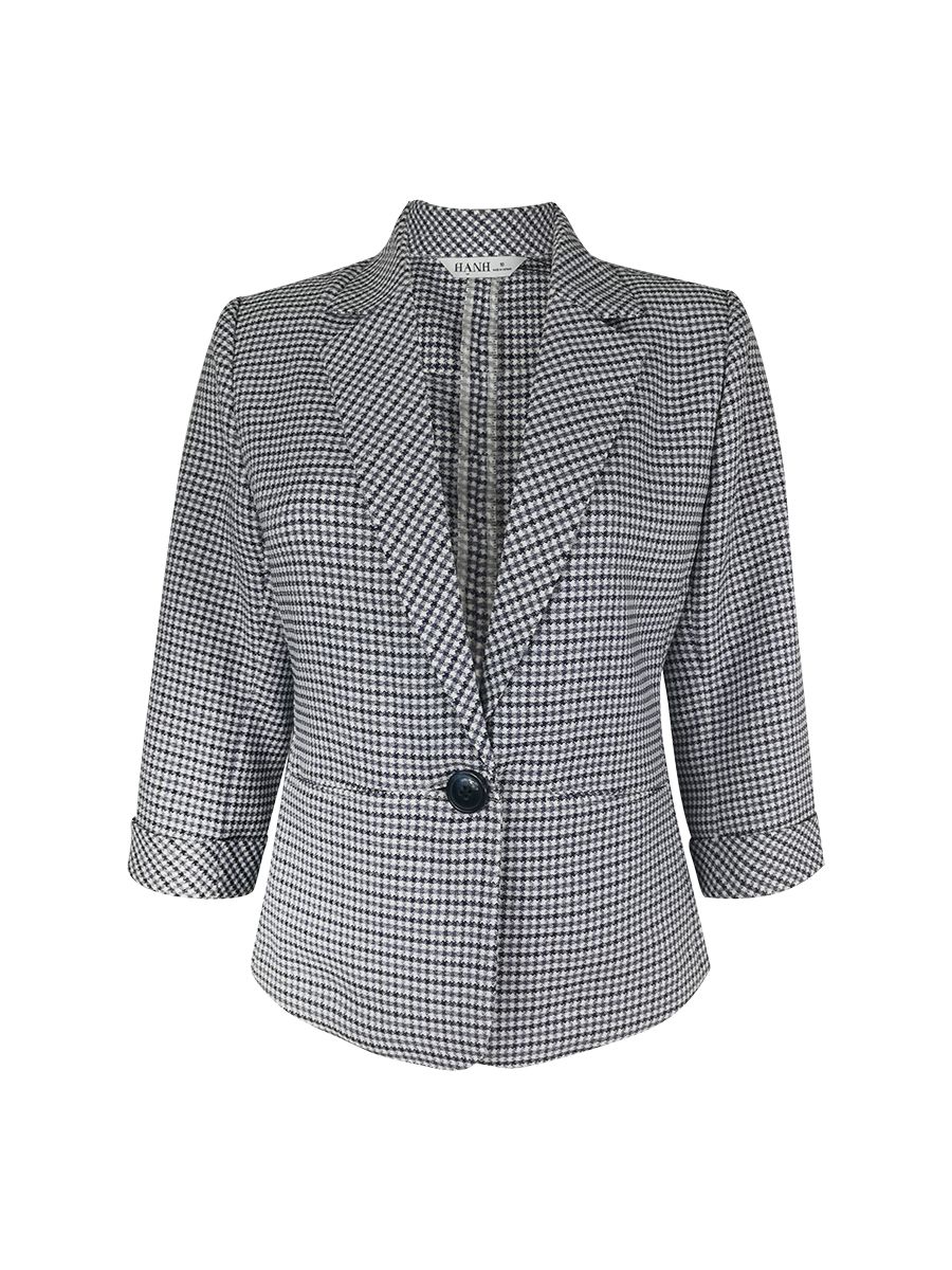 Áo vest Hạnh, sọc caro, 1 nút tay lửng