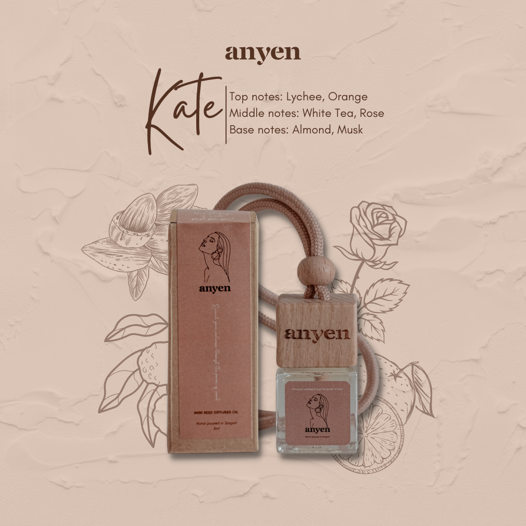Kate - Tinh dầu khuếch tán mini (scent of White Tea & Lychee / hương Bạch Trà & Vải)