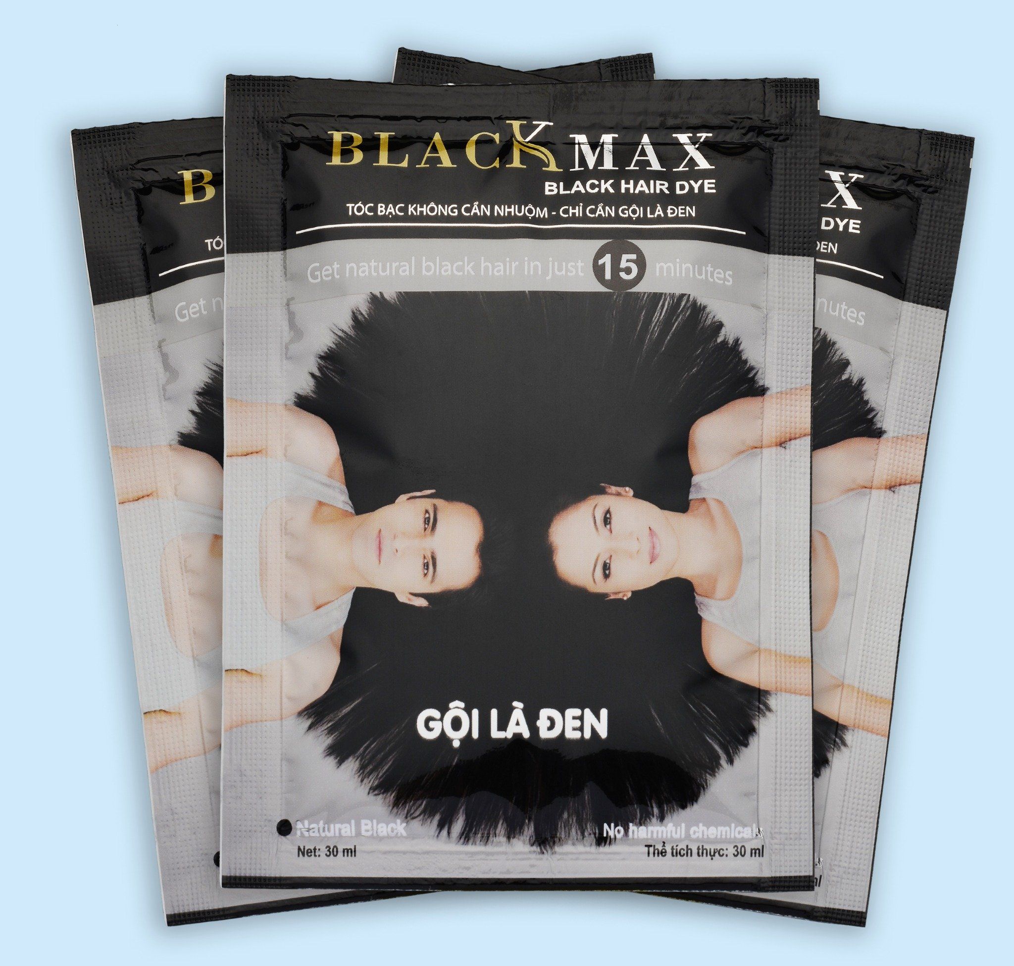 DẦU GỘI LÀ ĐEN BLACK MAX - HỘP 3 GÓI